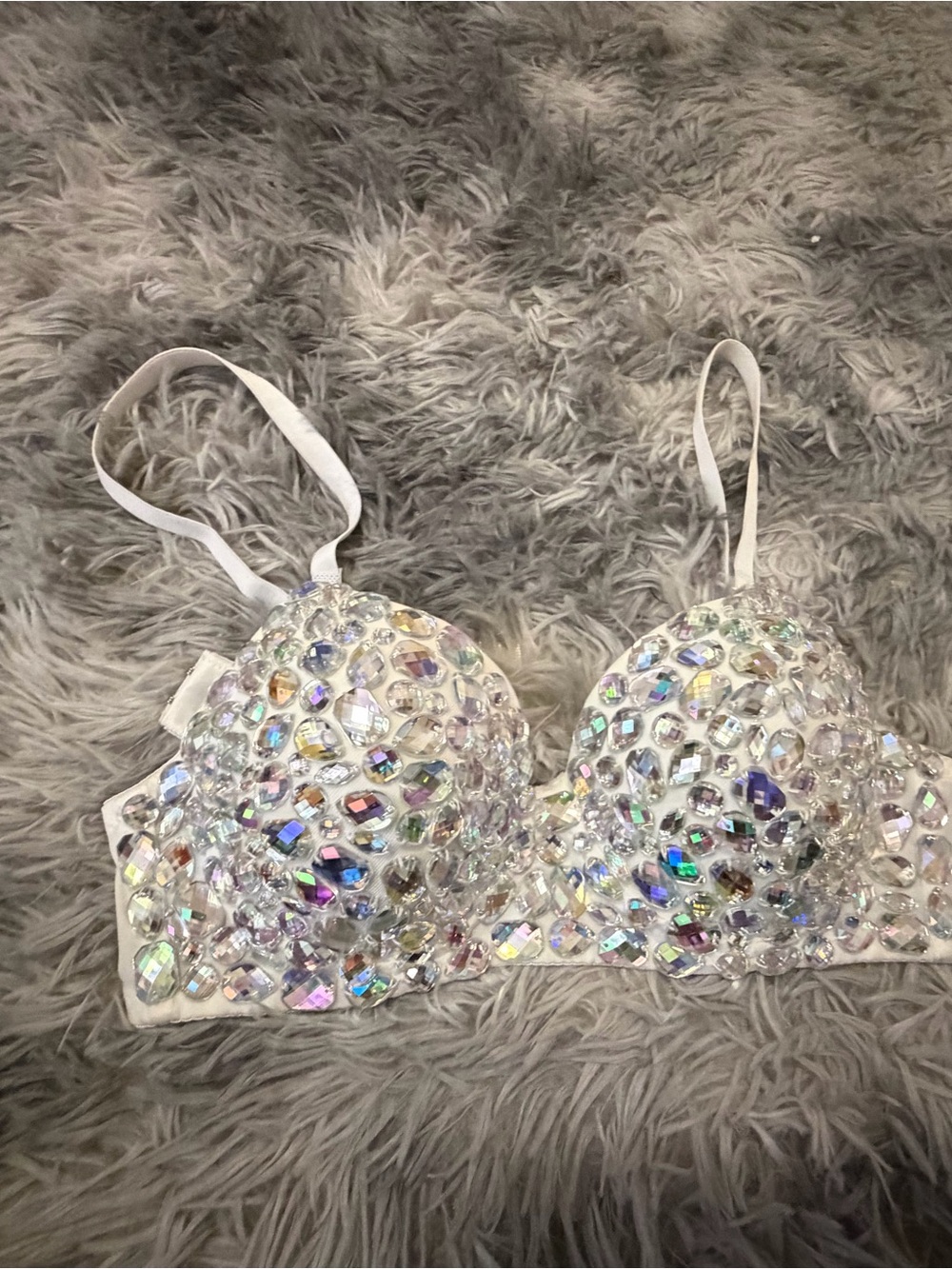 Embellished White Crystal Bra - Sparkling Party Bustier